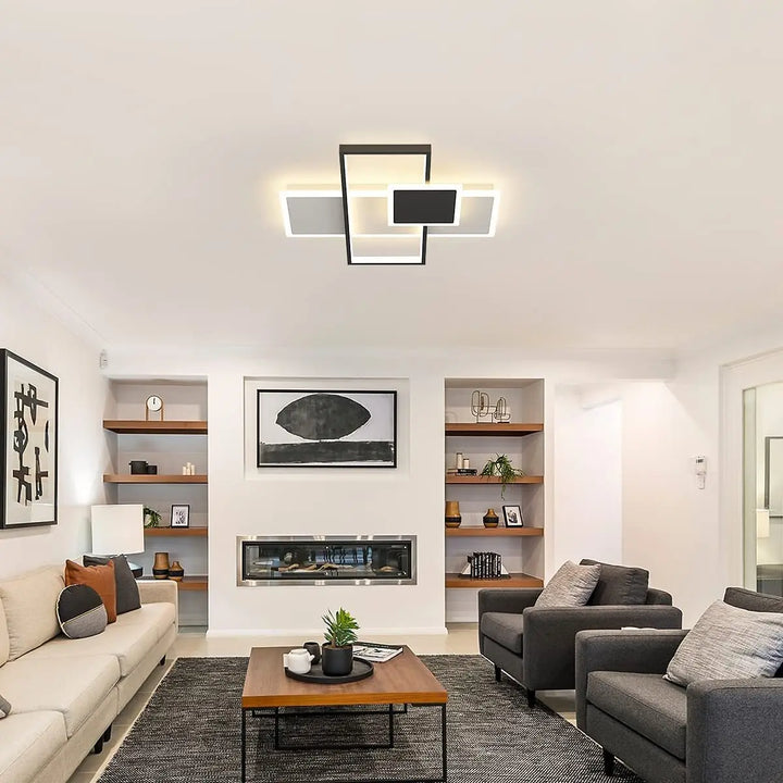 Lámpara de techo LED moderna, regulable (2700 K-6500 K) con control remoto, color blanco y negro, para dormitorio.