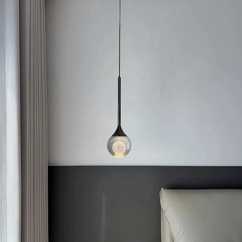 Suspension Moderne LED Goutte Cristal Et Fer Forgé Élégante