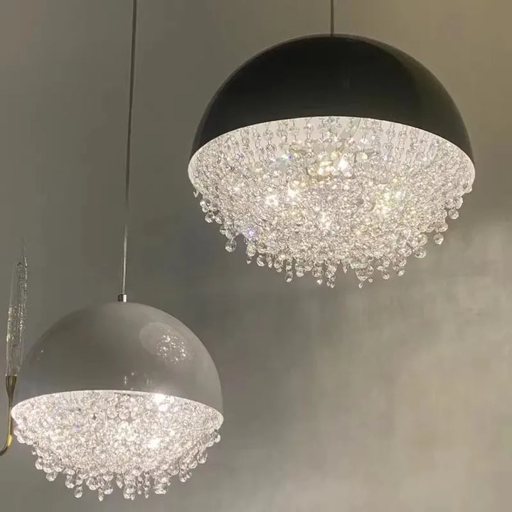Lámpara de araña de hierro con borlas de cristal de diseño danés para sala de exposiciones, restaurante, sala de estar, decoración de lujo, lámpara colgante LED de interior