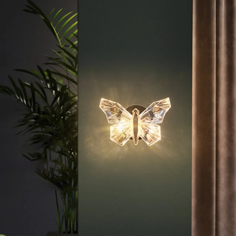 Lámpara de pared LED nórdica con forma de mariposa, iluminación interior, lámpara de pared para mesita de noche, lámpara colgante para sala de estar, pasillo, escaleras, decoración.