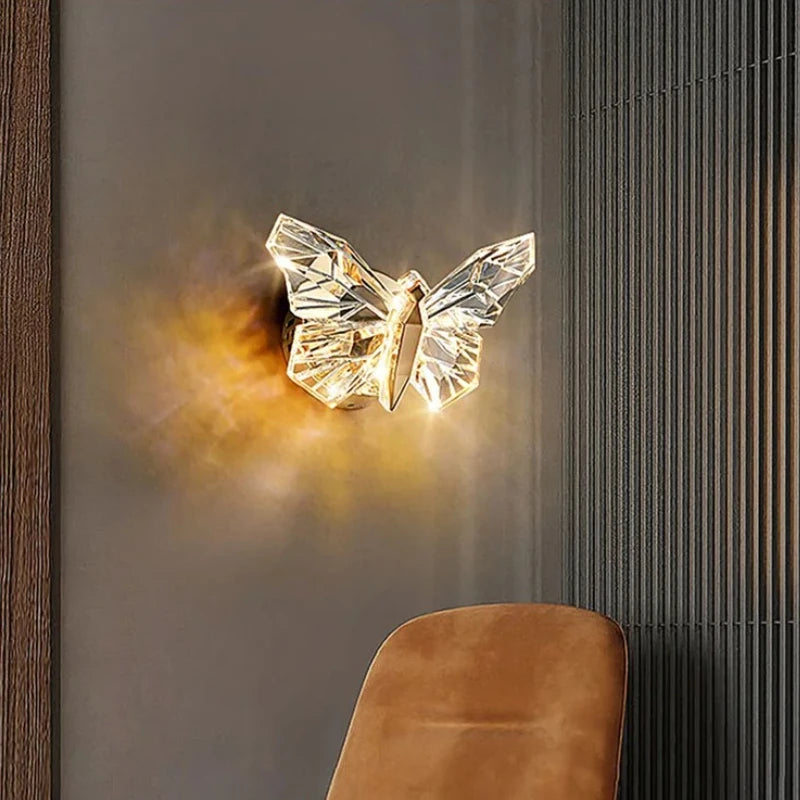 Lámpara de pared LED nórdica con forma de mariposa, iluminación interior, lámpara de pared para mesita de noche, lámpara colgante para sala de estar, pasillo, escaleras, decoración.