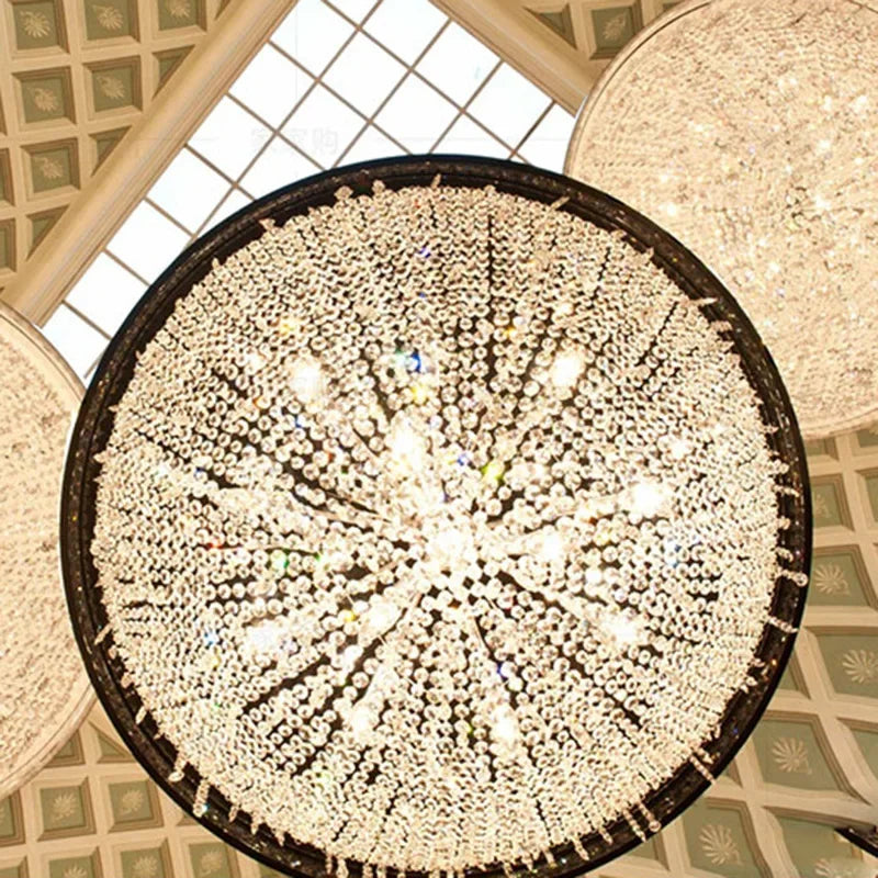 Lámpara de araña de hierro con borlas de cristal de diseño danés para sala de exposiciones, restaurante, sala de estar, decoración de lujo, lámpara colgante LED de interior