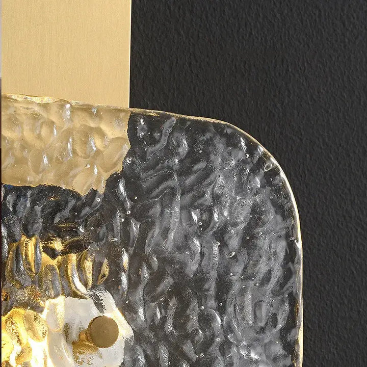 Applique Murale Design Moderne Carrés Dorés Verre Texturé