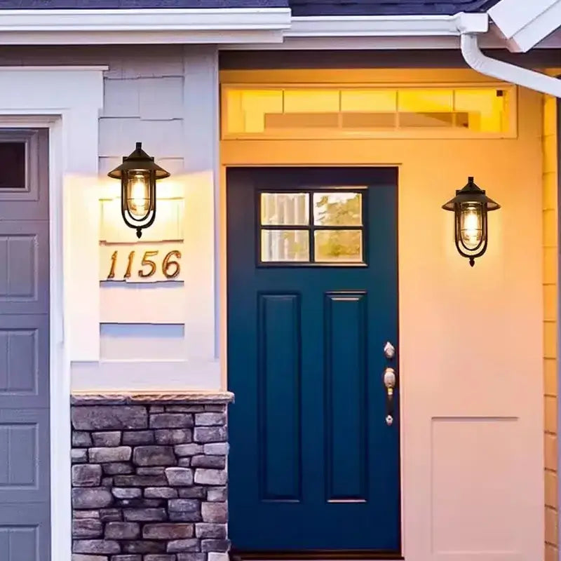 Applique Murale Extérieure Étanche Métal Noir Style Lanterne