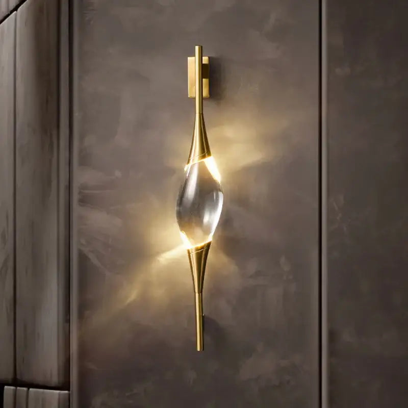 Applique murale goutte de verre avec support doré haut de gamme