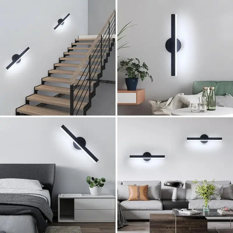 Applique Murale LED Design Élancé Minimaliste Noir Intérieur