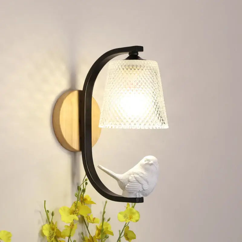 Applique murale scandinave avec un moineau blanc