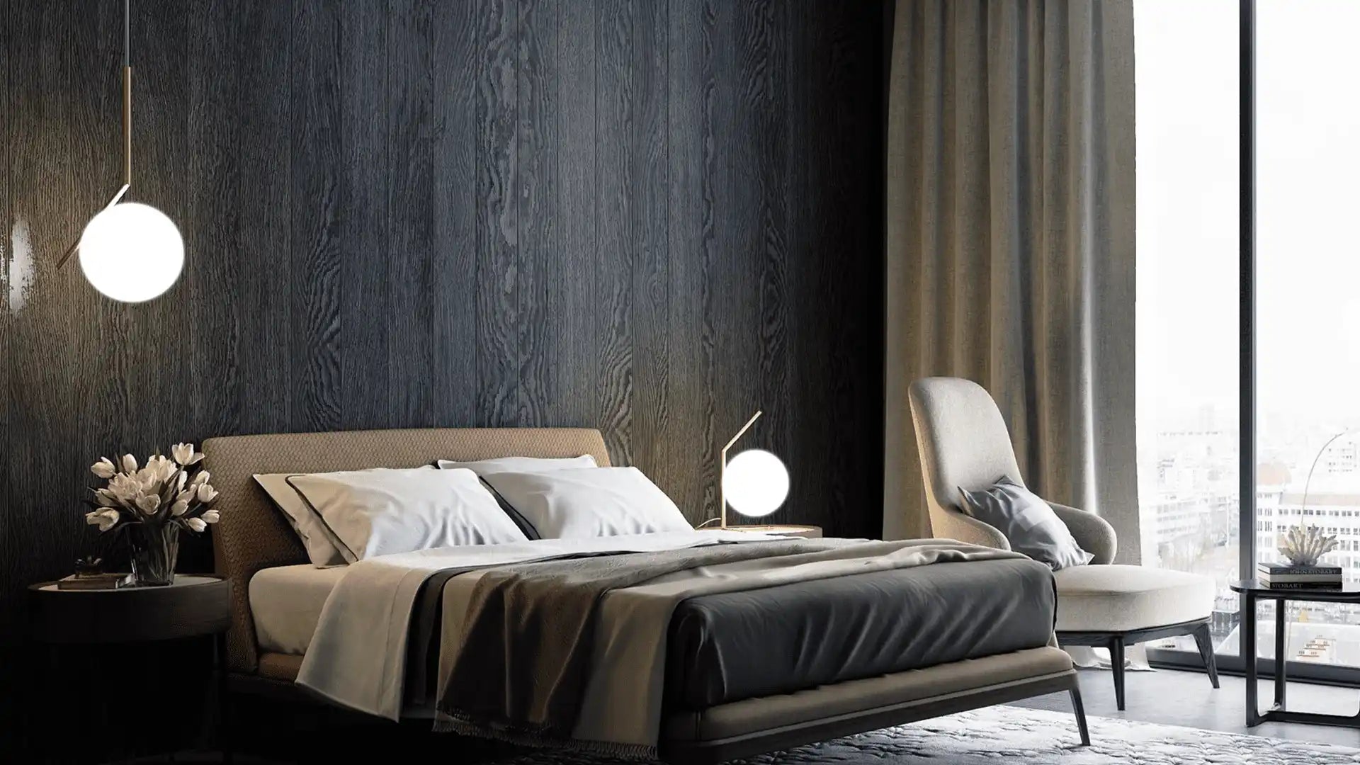 Intérieur de chambre luxueux.
