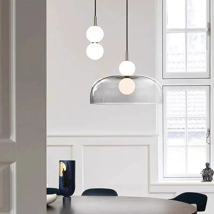 Suspension Contemporaine Globe Verre Transparent Élégante