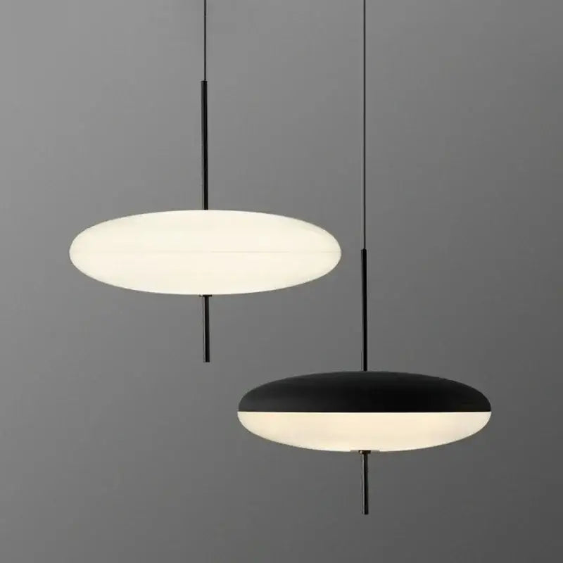 Suspension Disque LED Moderne Minimaliste Noire Et Blanche