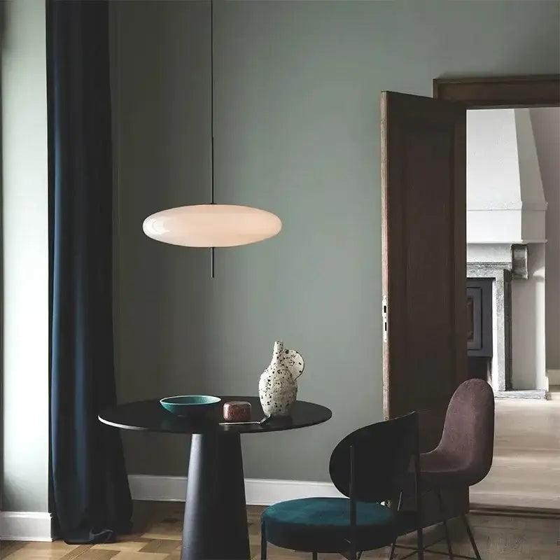 Suspension Disque LED Moderne Minimaliste Noire Et Blanche