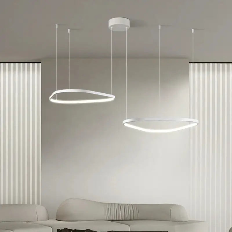 Suspension Led Design Anneaux Noirs Pour Salon Moderne