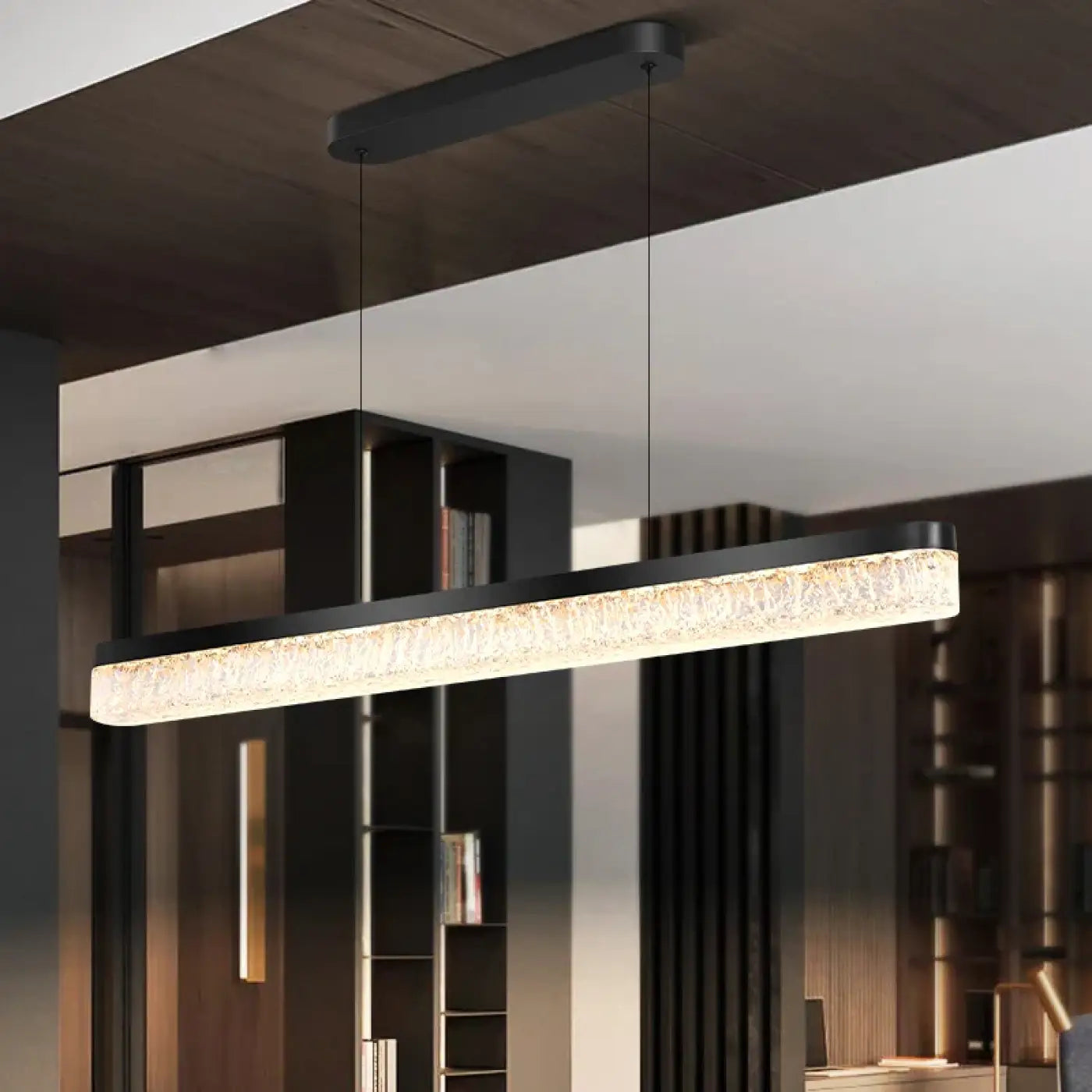 Suspensión lineal moderna con efecto cristal para un interior elegante ...