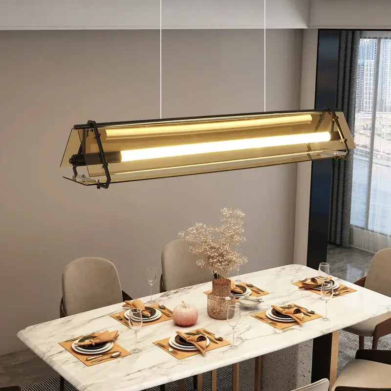 Suspension Longue Industrielle Avec Éclairage Intégré
