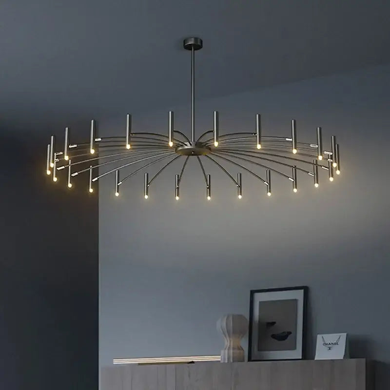 Suspension luminaire au style chandelier noir à 24 têtes LED amovibles