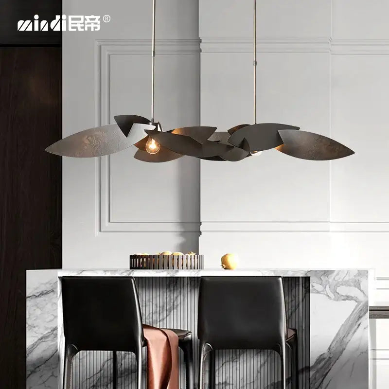 Suspension Moderne Métal Feuilles Sculpturales