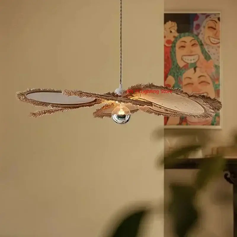 Suspension Naturelle Feuilles Rotin Design Bohème Chic