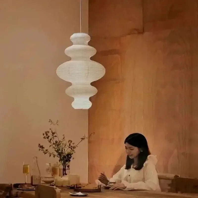 Suspension Papier Sculptural Design Organique Blanc Moderne
