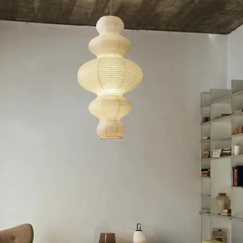 Suspension Papier Sculptural Design Organique Blanc Moderne