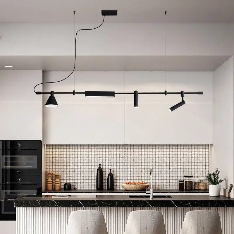 Suspension Rail Noir Moderne Spots Orientables Cuisine