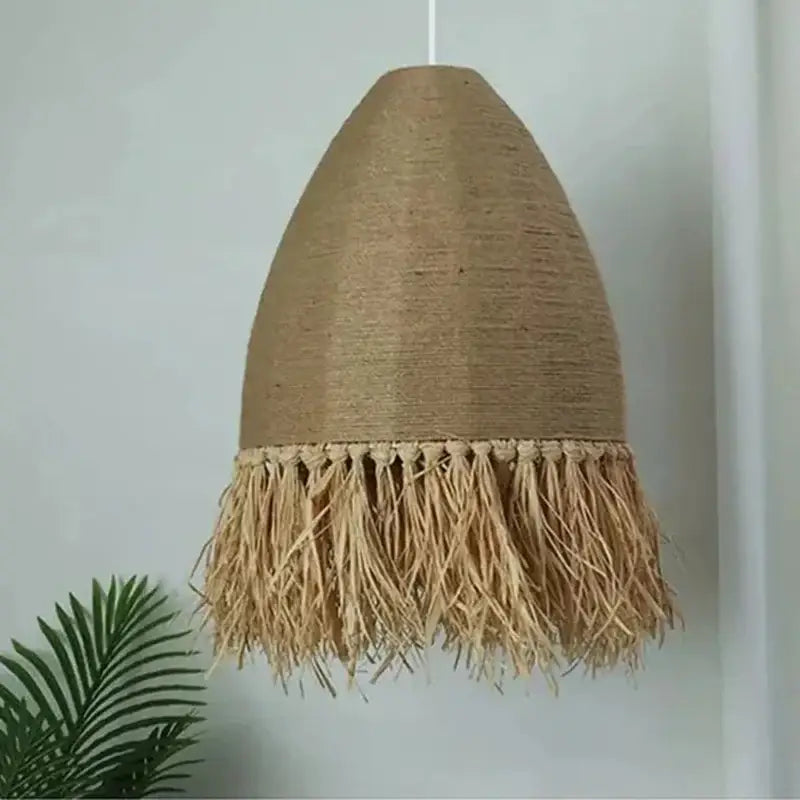 Suspension Rotin Naturel Avec Franges Design Bohème Chic
