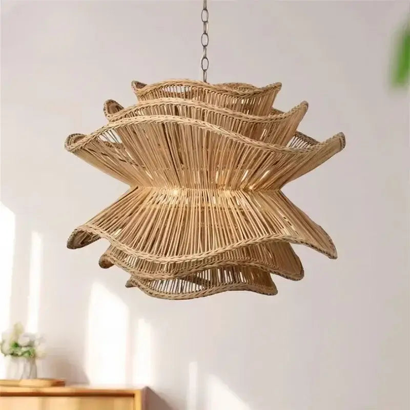Suspension Rotin Naturel Design Sculptural Style Bohème