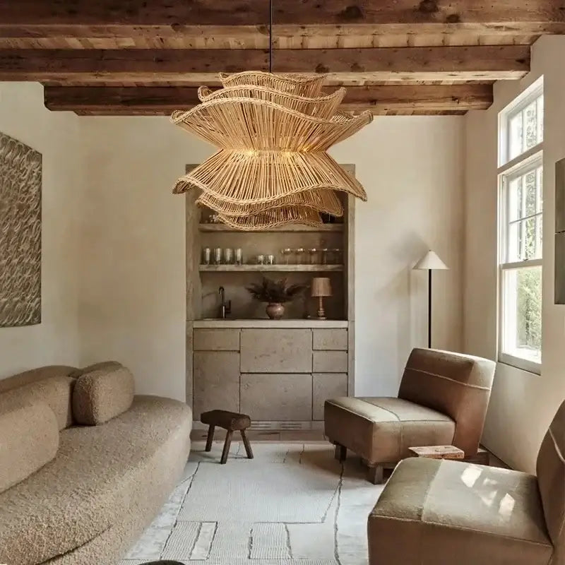Suspension Rotin Naturel Design Sculptural Style Bohème