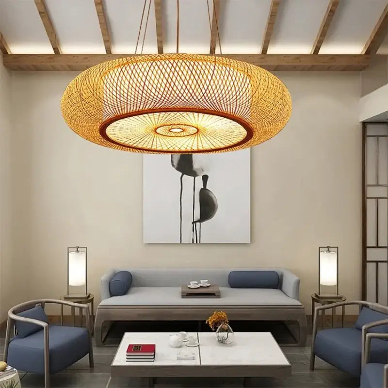 Suspension Rotin Tressé Design Grand Format Élégant