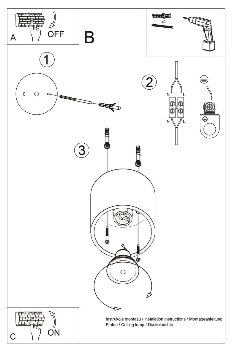 Schéma d'installation du luminaire