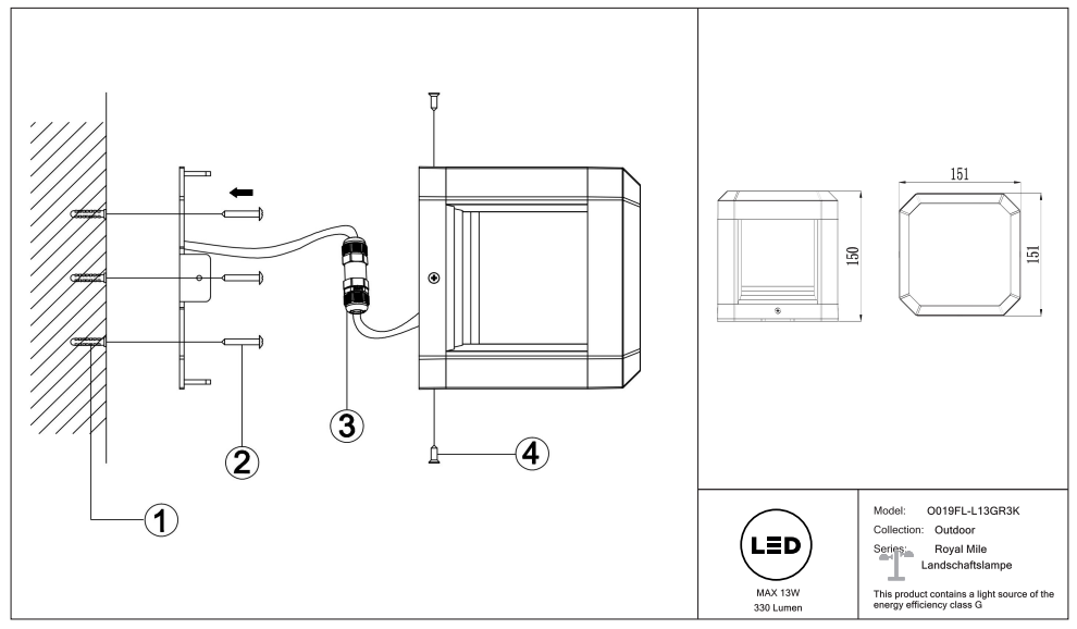 Schéma d'installation du luminaire