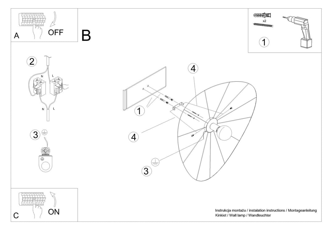 Lámpara de pared/techo negra ESKOLA 110