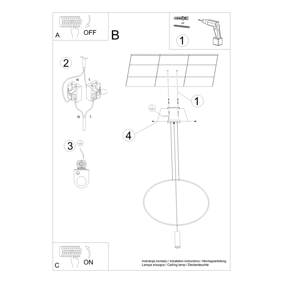 Schéma d'installation du luminaire