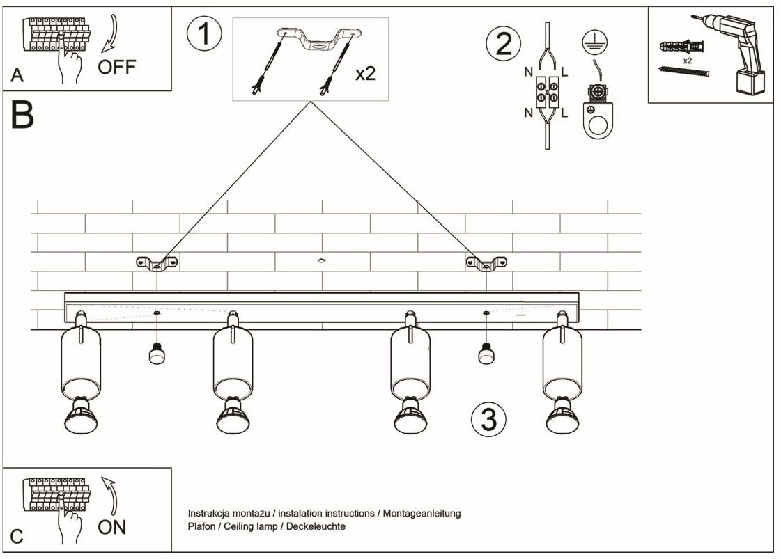 Schéma d'installation du luminaire