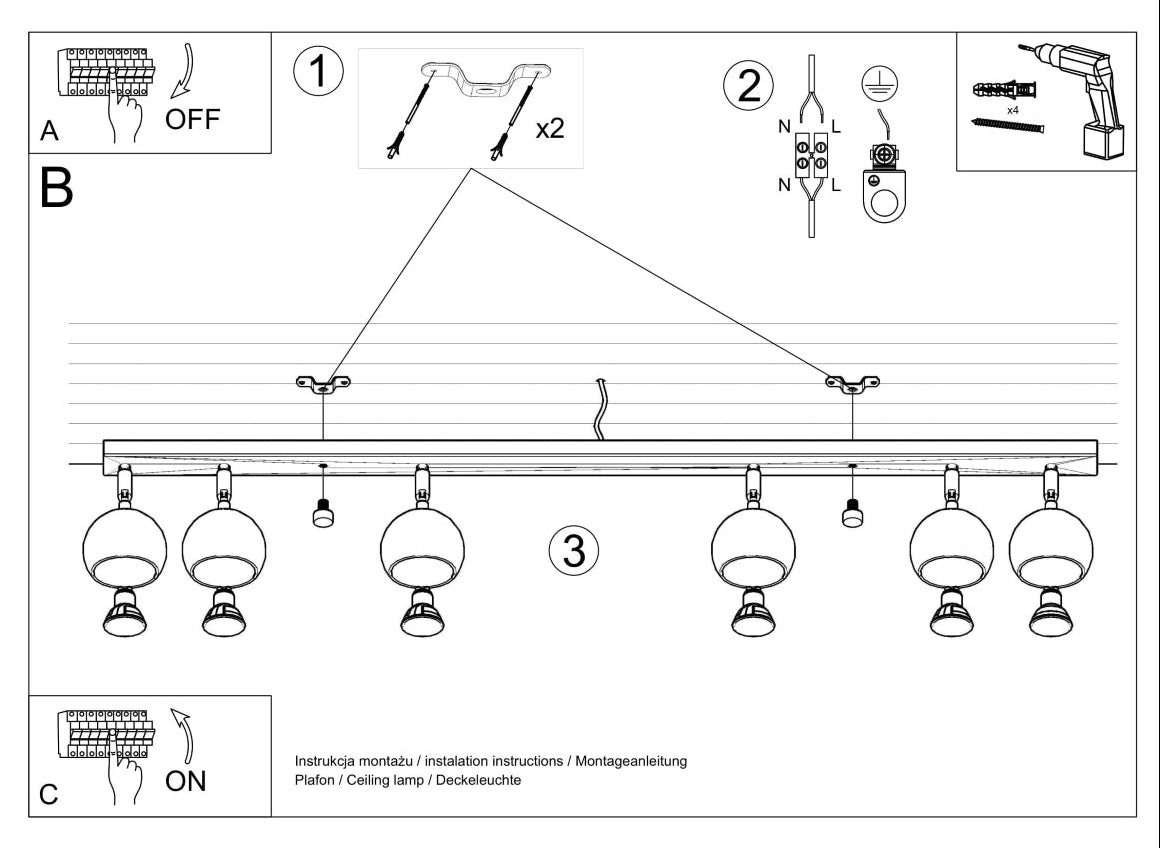 Schéma d'installation du luminaire