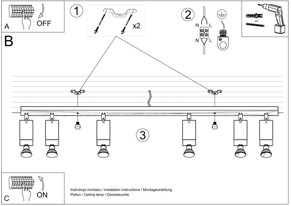 Schéma d'installation du luminaire