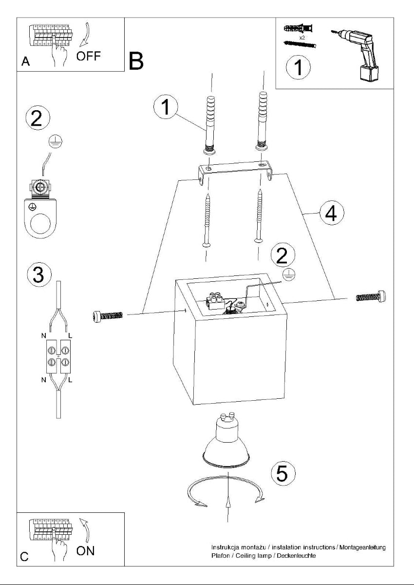 Schéma d'installation du luminaire