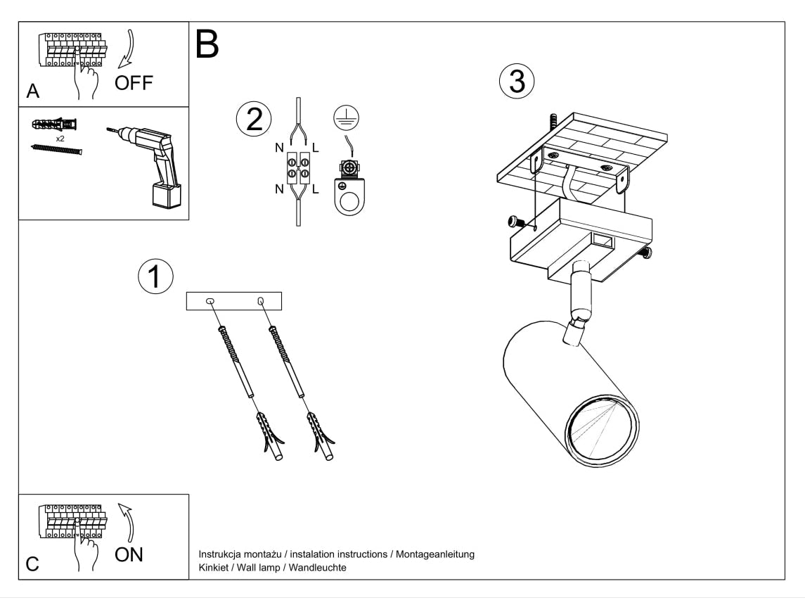 Schéma d'installation du luminaire