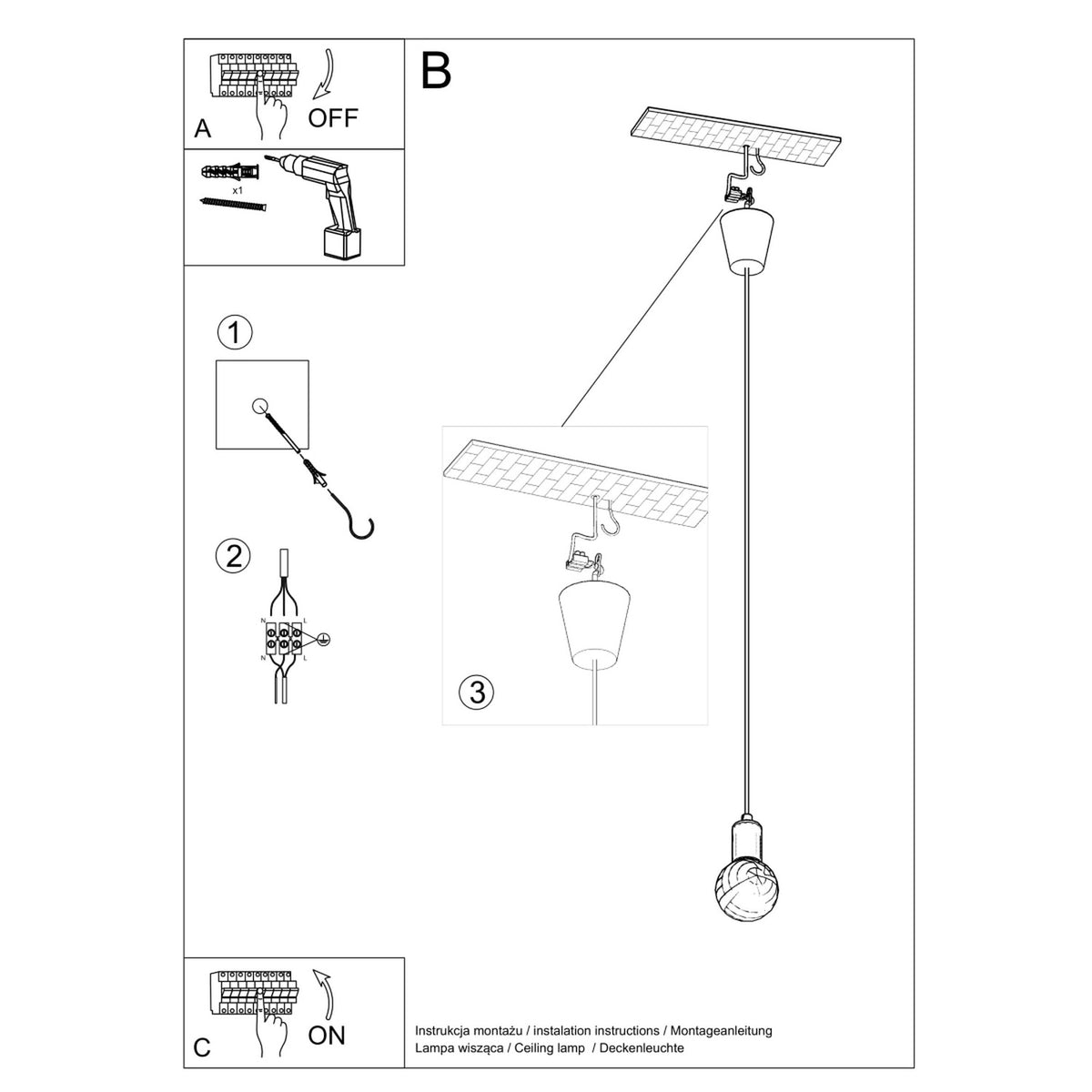 Schéma d'installation du luminaire