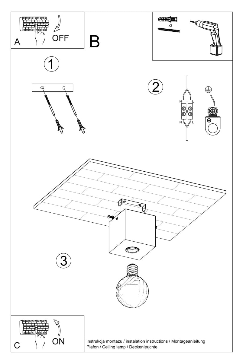 Lámpara de techo de hormigón ARIZ