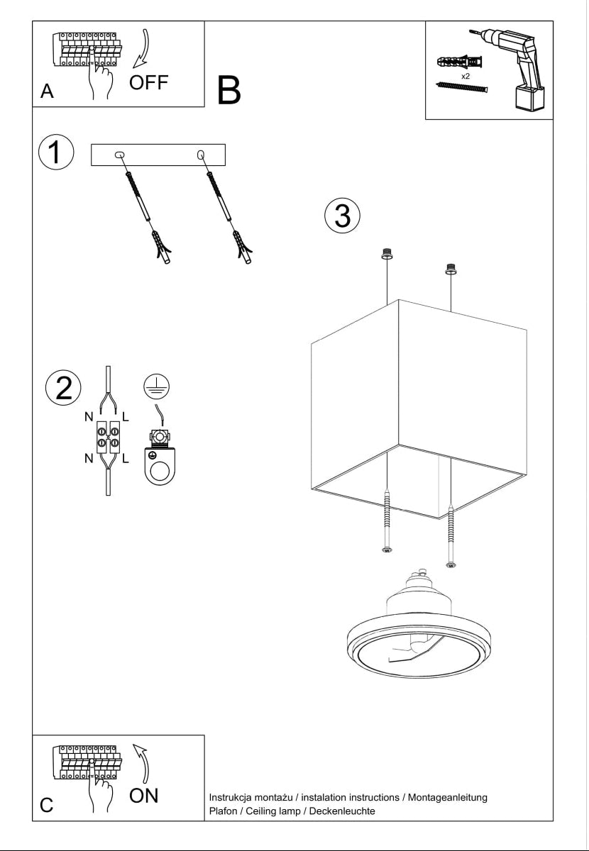 Schéma d'installation du luminaire