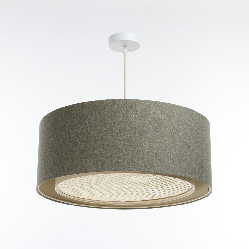 Suspensión Luminaria | DUO BOHO ELEGANTE (Gris Verde/Écru/Crema)
