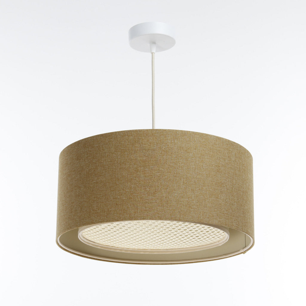 Suspensión luminaria | DUO BOHO ELEGANTE (amarillo mostaza/marfil/crema)