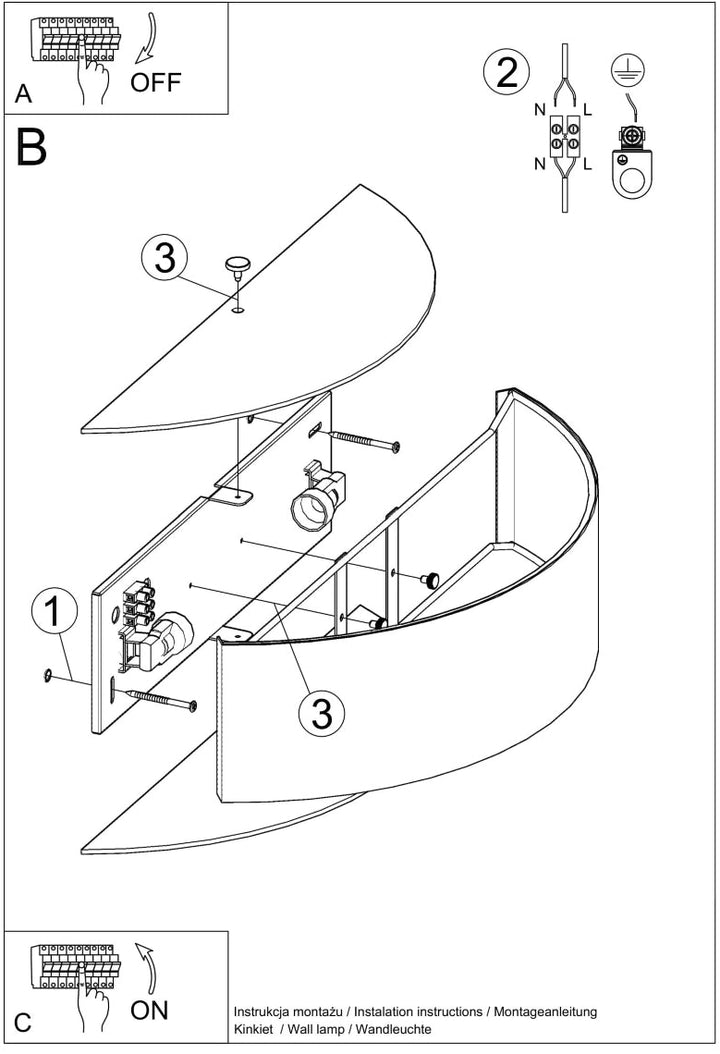 Lámpara de pared SKALA, blanca