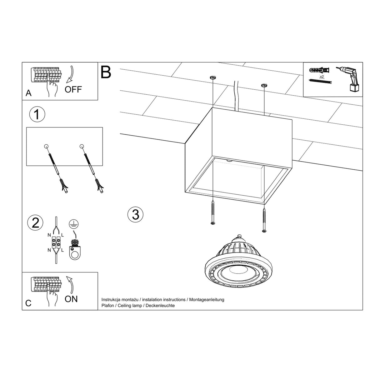 Schéma d'installation du luminaire