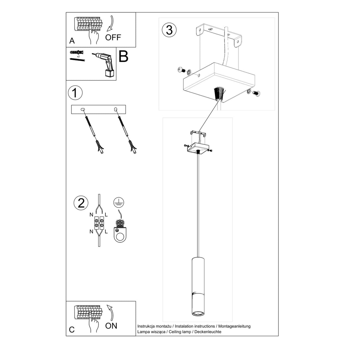 Schéma d'installation du luminaire