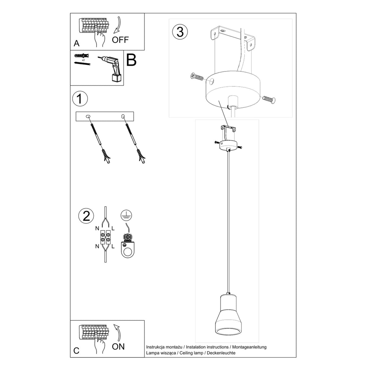 Schéma d'installation du luminaire