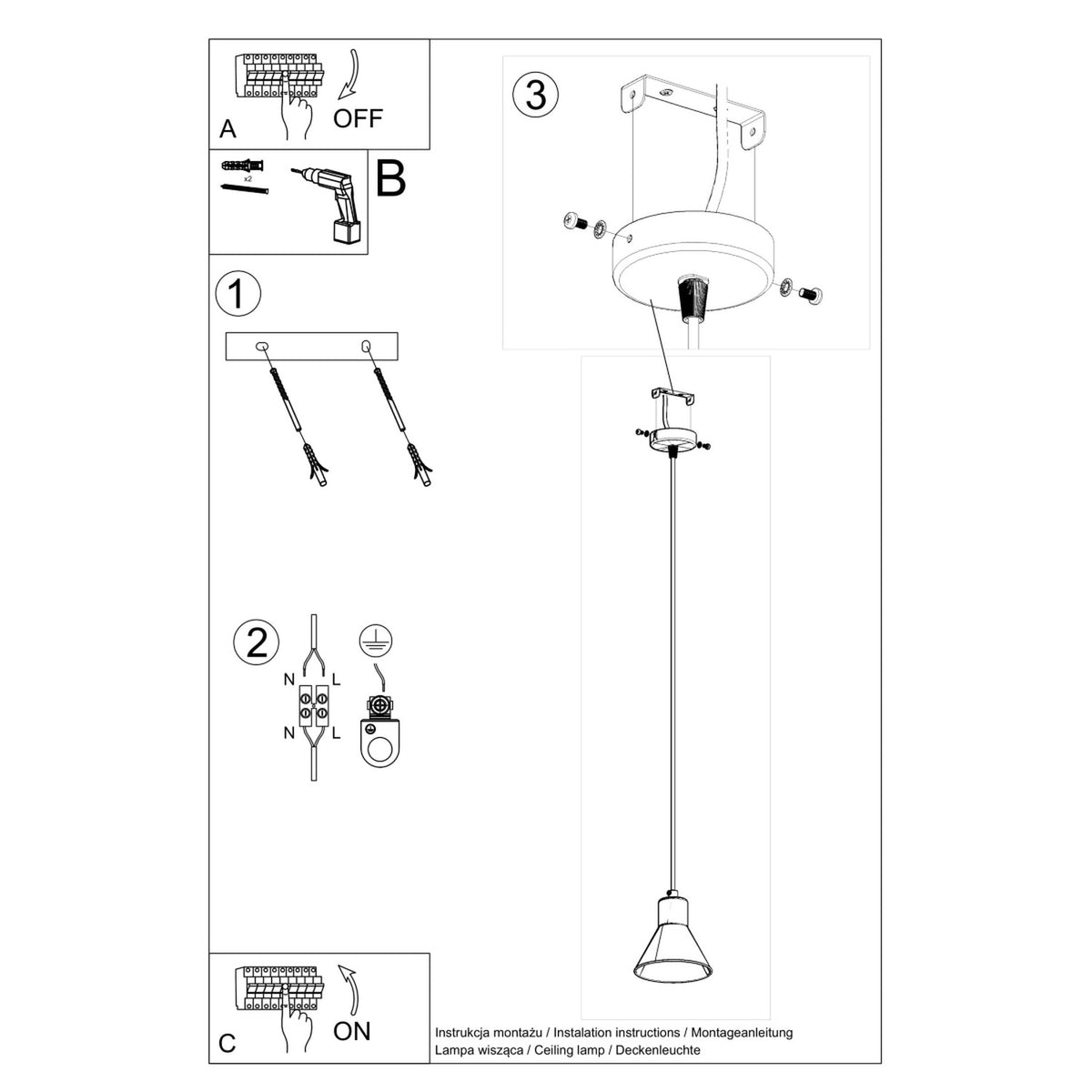 Schéma d'installation du luminaire