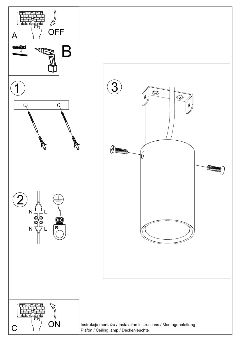 Schéma d'installation du luminaire