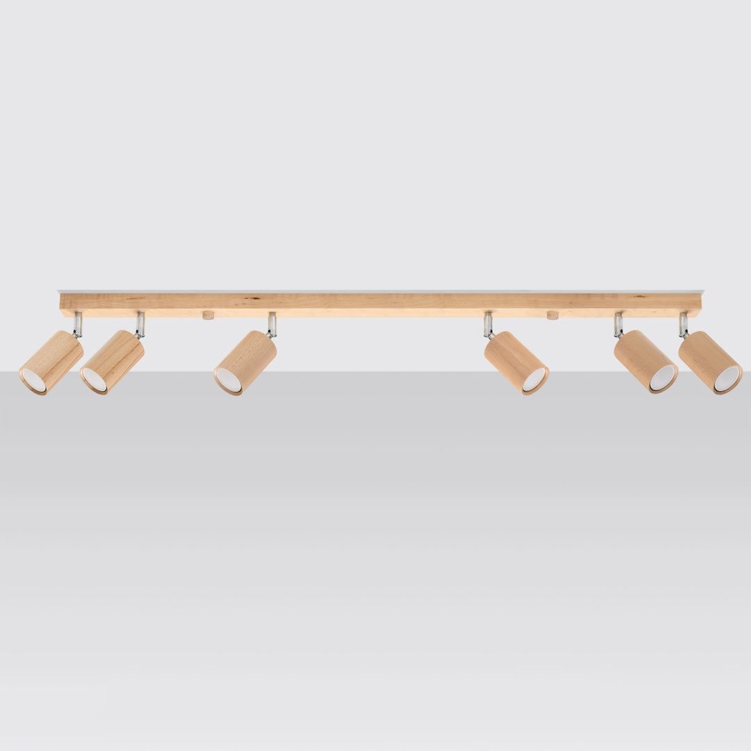 Lámpara de techo BERG 6 en madera natural