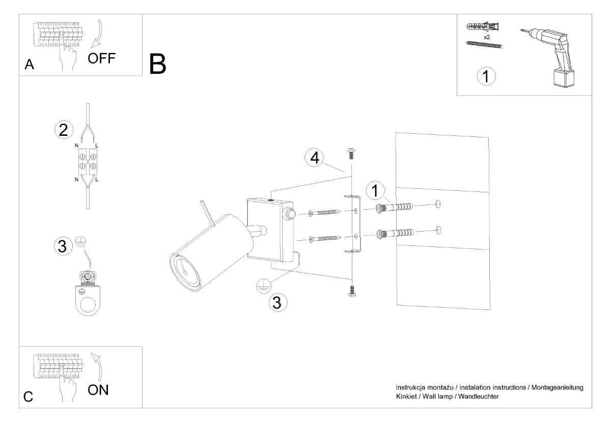 Schéma d'installation du luminaire